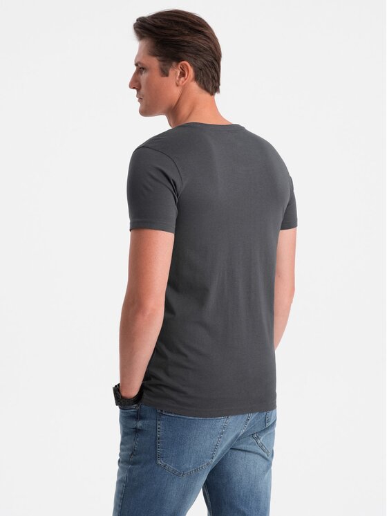 Ombre Ombre T-Shirt OM-TSBS-0145 Šedá Classic Fit