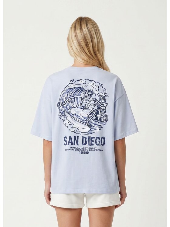 PITBULL PITBULL T-Shirt SKULL SURF Niebieski Regular Fit