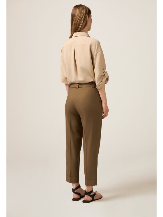 Oltre Oltre Pantaloni di tessuto P073R108615N022 Verde Regular Fit
