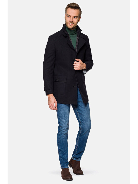 Lancerto Lancerto Płaszcz Timor Granatowy Regular Fit