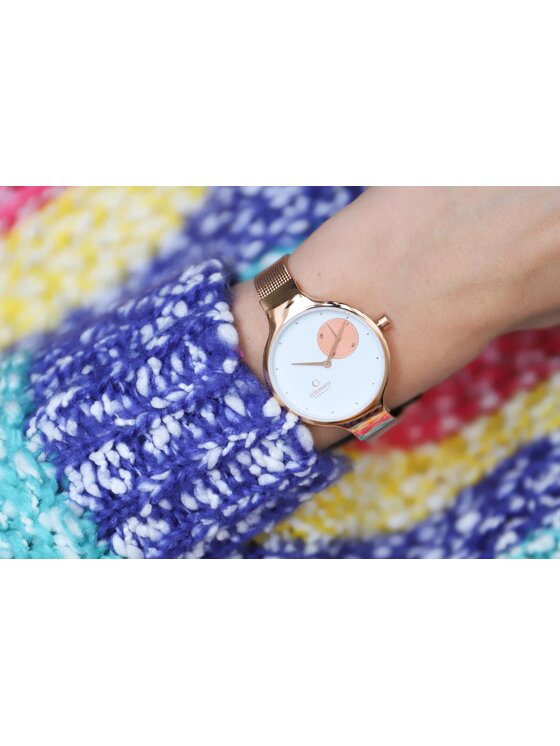 Obaku Obaku Zegarek V201LDVWMV Różowe złoto