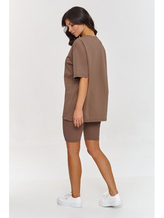 Makadamia Makadamia Komplet t-shirt i legginsy A7 Brązowy Loose Fit