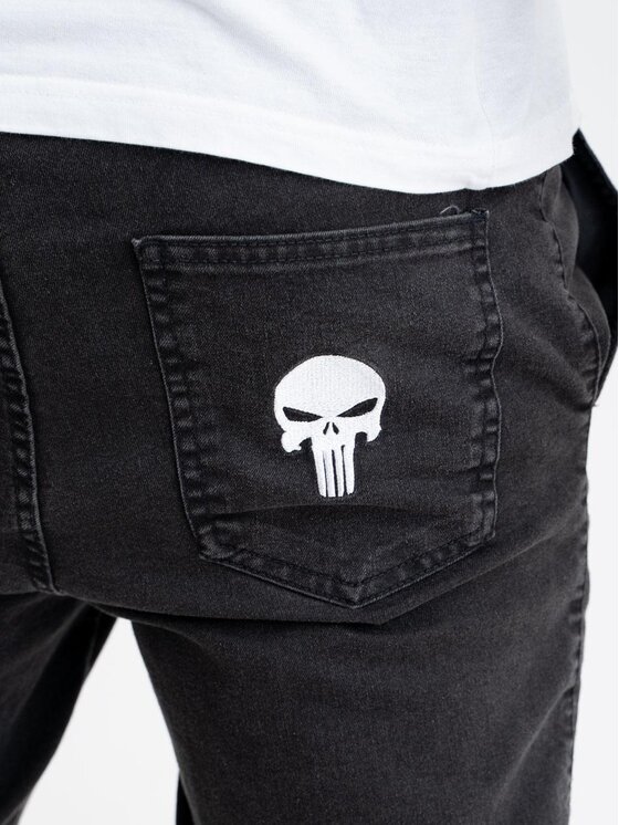 Marvel Marvel Joggery Punisher marmurkowe acid sprane na gumce 103672 Czarny Regular Fit