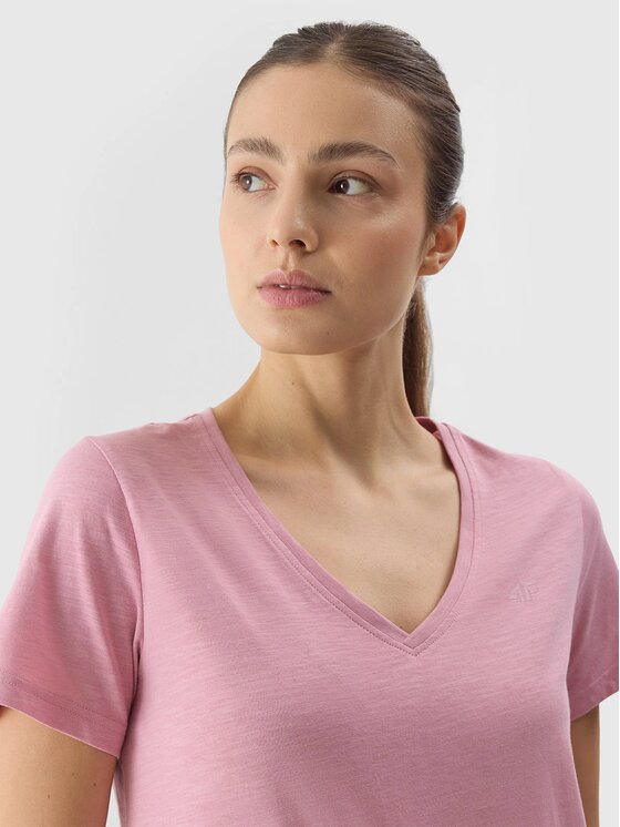 4F 4F T-Shirt 4FWSS24 TTSHF1162 56S JASNY RÓŻ XS Ροζ Regular Fit