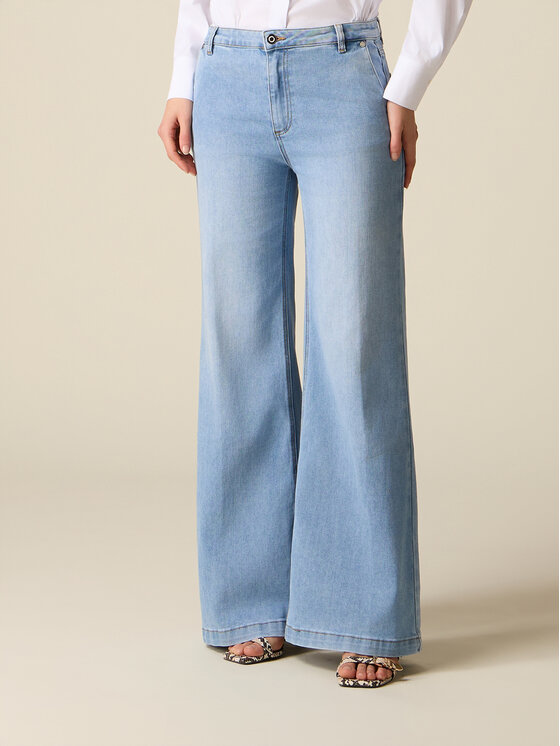 Oltre Oltre Jeansy P460R008887N004 Turkusowy Flare Fit