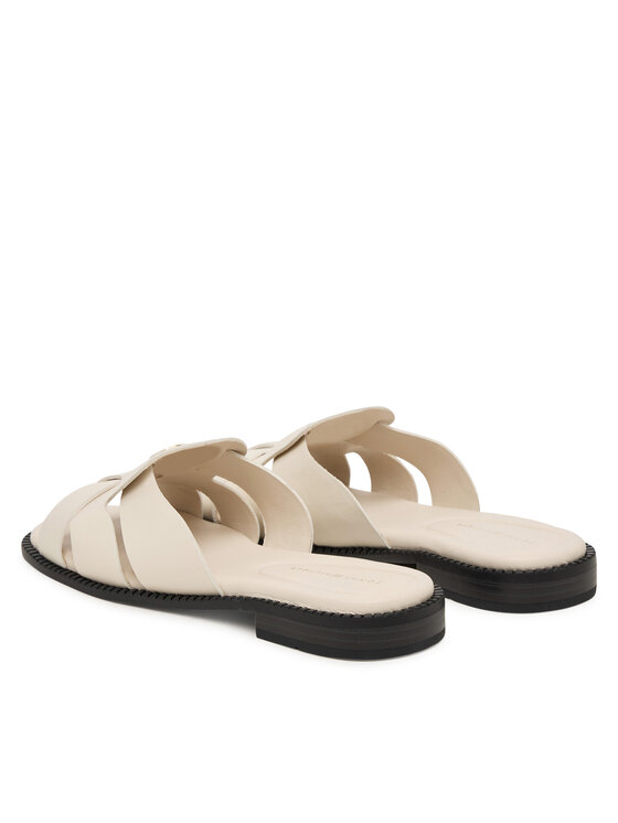 Tommy Hilfiger Tommy Hilfiger Šlepetės Leather Crest Square Toe Sandals FW0FW09126 Kreminė
