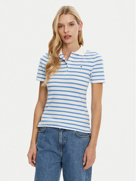 Tommy Hilfiger Tommy Hilfiger Поло 1985 WW0WW43225 Блакитний Slim Fit