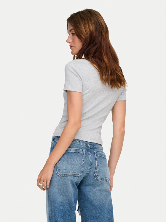 ONLY ONLY Marškinėliai Val 15339774 Pilka Slim Fit