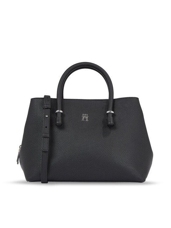 Tommy Hilfiger Ročna Torba Th Emblem Satchel AW0AW15224 Črna