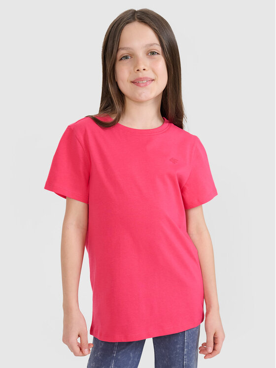 4F 4F T-Shirt BASIC+ Różowy Regular Fit