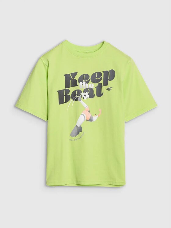4F 4F T-Shirt 4FJASAW24TTSHM2596-72S Zielony Oversize