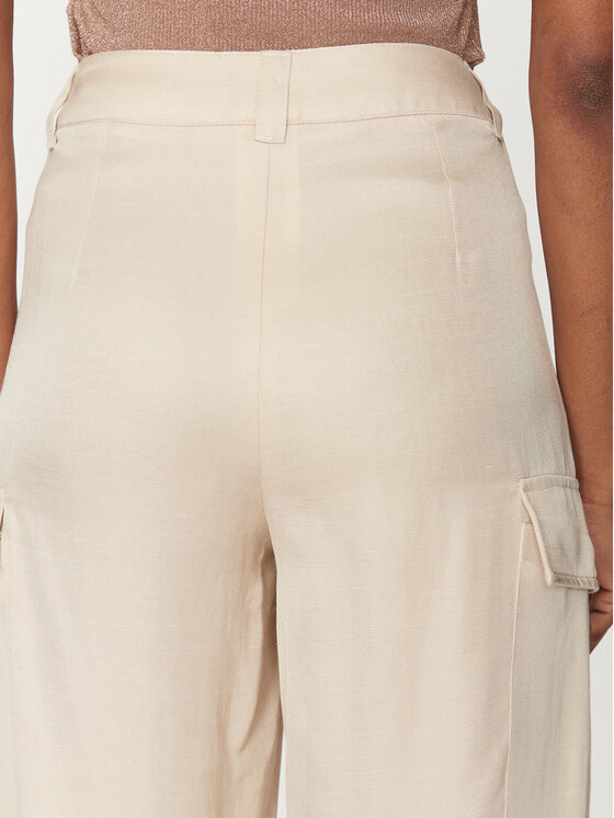 Marella Marella Bavlnené nohavice Aia 2515131071 Béžová Loose Fit