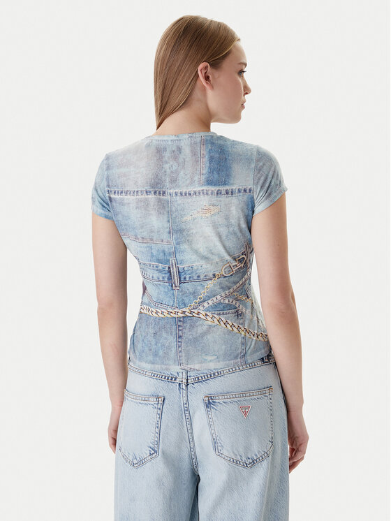 Guess Guess Póló W6RI52 KCCG0 Kék Regular Fit