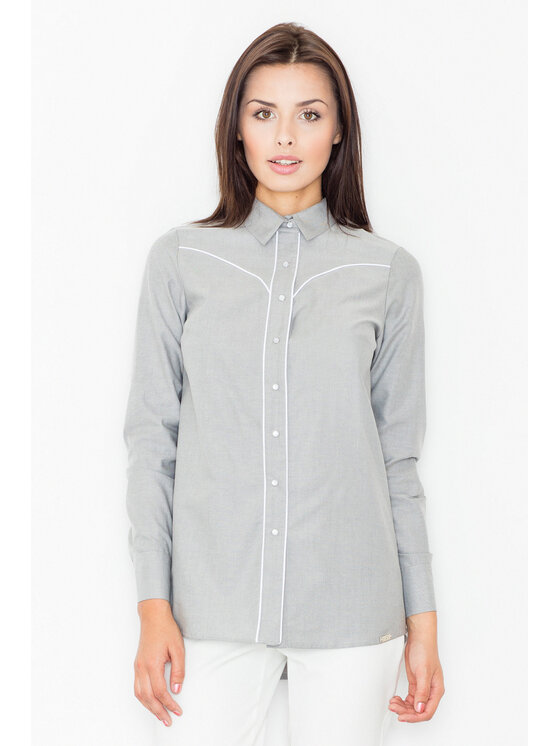 FIGL FIGL Koszula M492 Szary Regular Fit