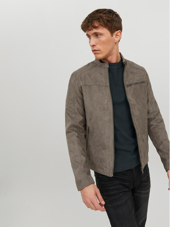 Jack&Jones Jack&Jones Geacă din imitație de piele Rocky 12147218 Gri Regular Fit
