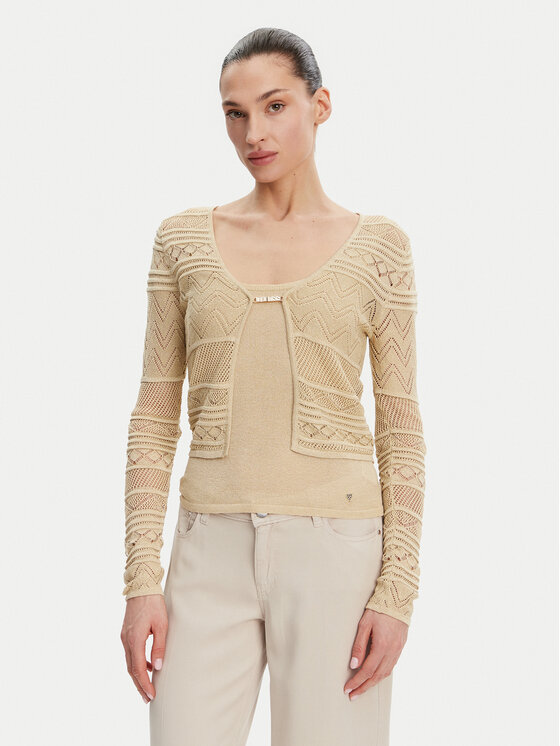 Guess Guess Cardigan W5GR15 Z3E22 Beige Regular Fit