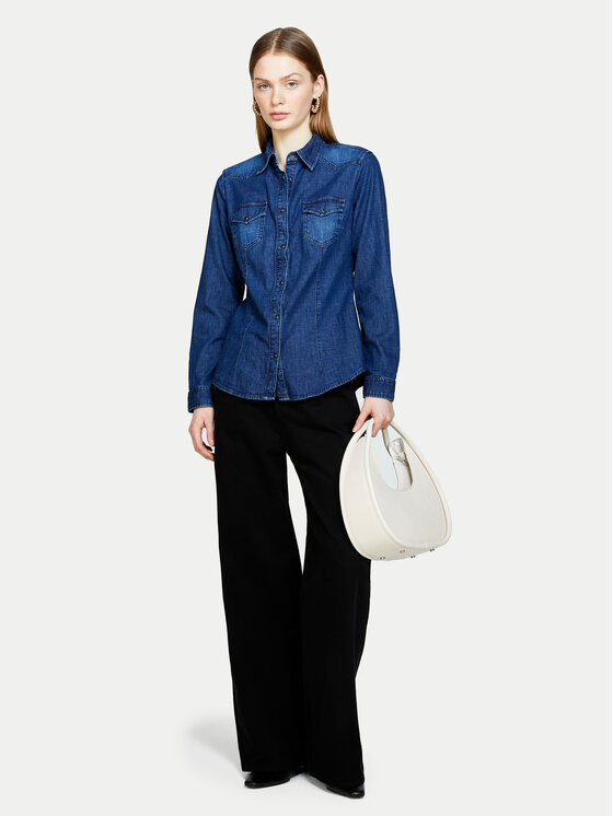 Sisley Sisley Jeanshemd 5TKL5QF66 Dunkelblau Regular Fit