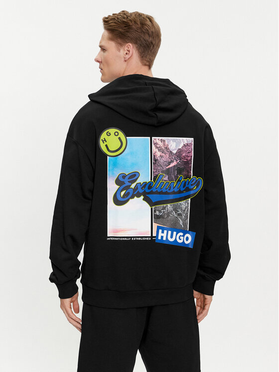 HUGO Hugo Majica dugih rukava Nerrain 50513290 Crna Relaxed Fit