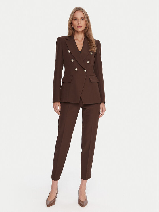 Maryley Maryley Hlače iz tkanine 25IB52Z/M17/43CO Rjava Regular Fit