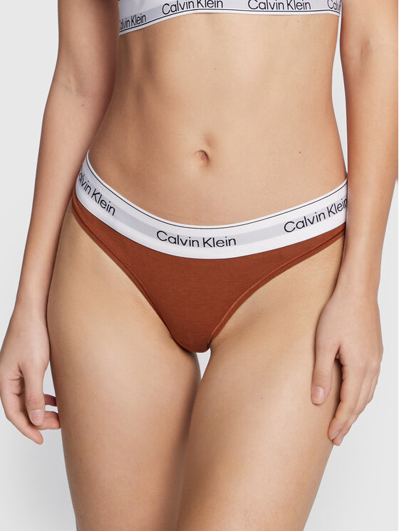 Calvin Klein Underwear Calvin Klein Underwear Stringi 000QF7050E Brązowy