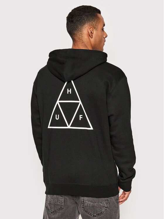 HUF HUF Džemperis ar kapuci Essentials Triple Triangle PF00491 Melns Regular Fit