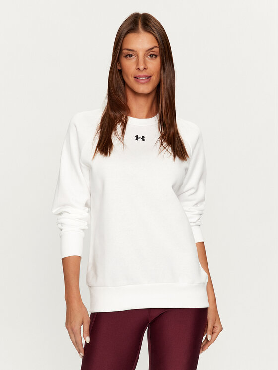 Under Armour Felpa Ua Rival Fleece Crew 1379508 Bianco Loose Fit Modivo