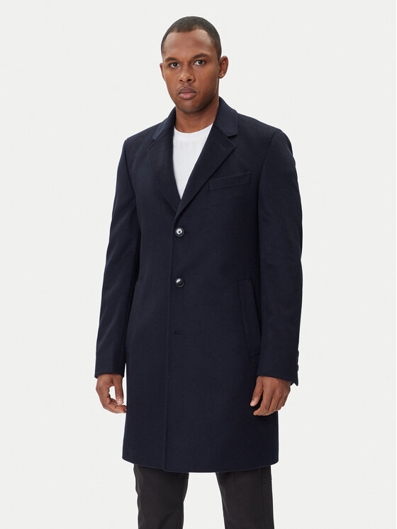 BOSS BOSS Gyapjú kabát Hyde 50549187 Sötétkék Slim Fit