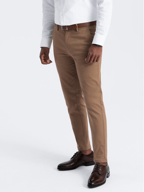 Ombre Ombre Chinosy OM-PACP-0190 Brązowy Regular Fit