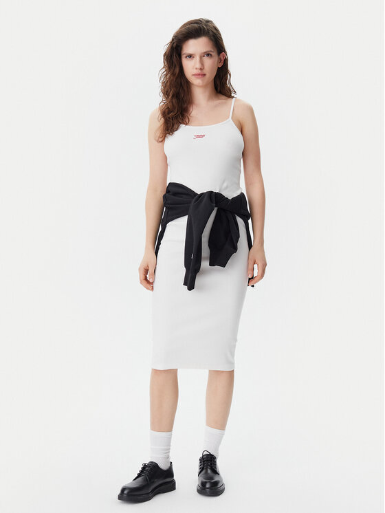 Tommy Jeans Tommy Jeans Rochie de vară Script DW0DW20330 Bej Slim Fit
