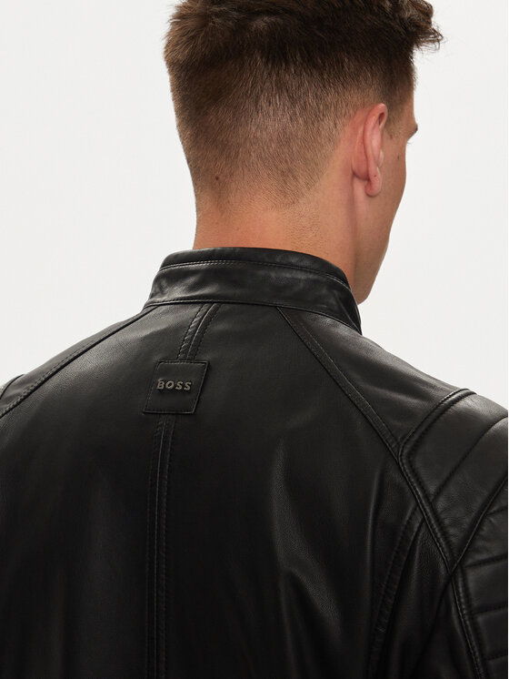BOSS Boss Kožená bunda Jomoto 50518270 Černá Regular Fit