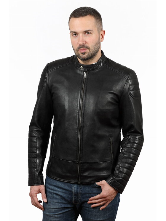 David Ryan David Ryan Kurtka skórzana RYDER Czarny Regular Fit