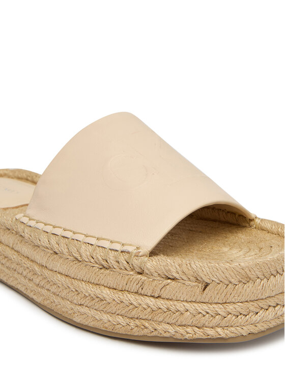 Calvin Klein Calvin Klein Espadryle Flatf Espa Mule Lth Mg HW0HW03027 Beżowy