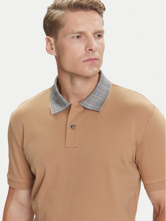 BOSS BOSS Тениска с яка и копчета H-Parlay 302 50545487 Бежов Regular Fit