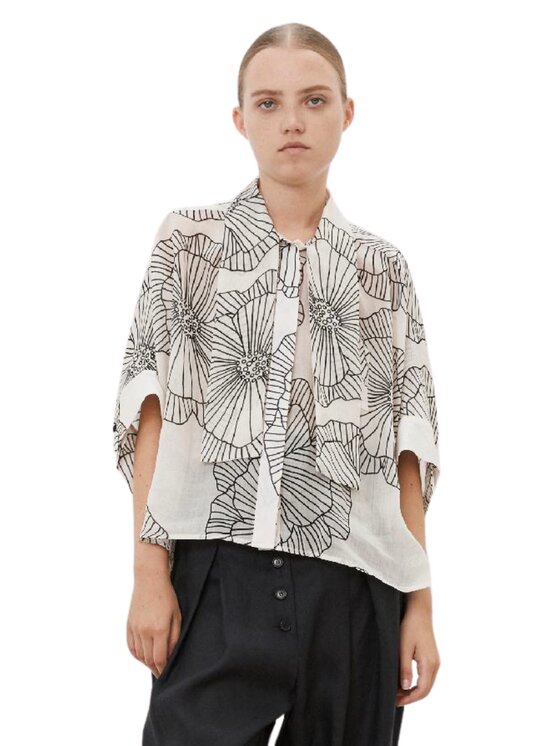 MeiMeiJ MeiMeiJ Camicia m5et00-stampa-nero Bianco Regular Fit