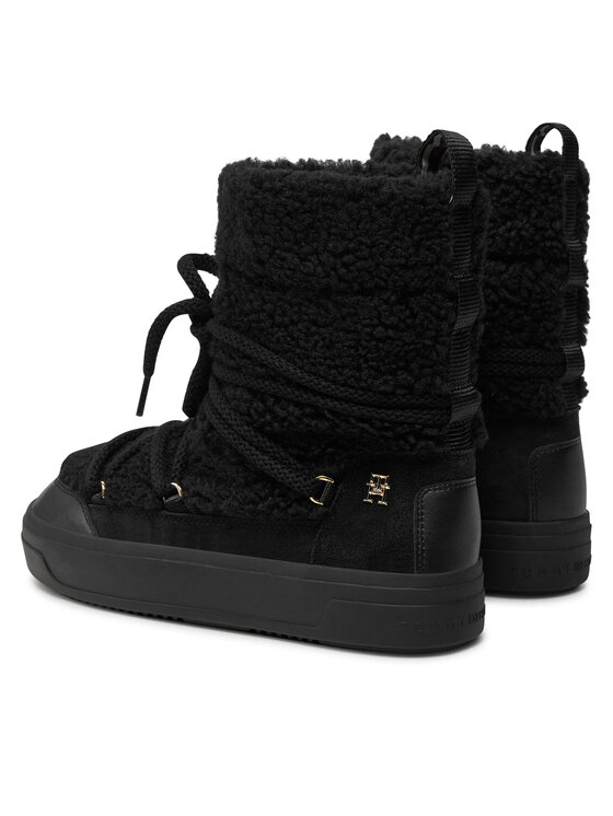 Tommy Hilfiger Tommy Hilfiger Μπότες Χιονιού Lace-Up Faux Shearling Snowboot FW0FW08252 Μαύρο
