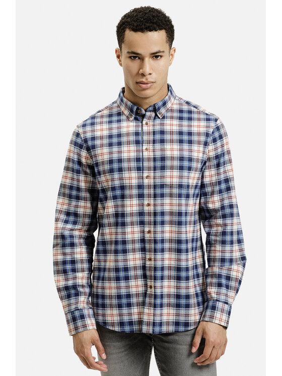 Cross Jeans Cross Jeans Koszula 35615-014 Niebieski Regular Fit