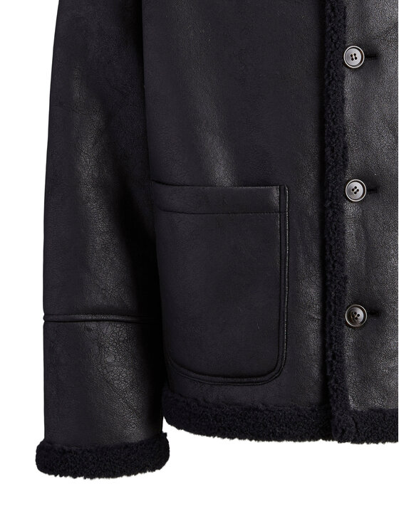 Jack & Jones Jack & Jones Bunda z imitace kůže Cambridge 12282946 Černá Regular Fit