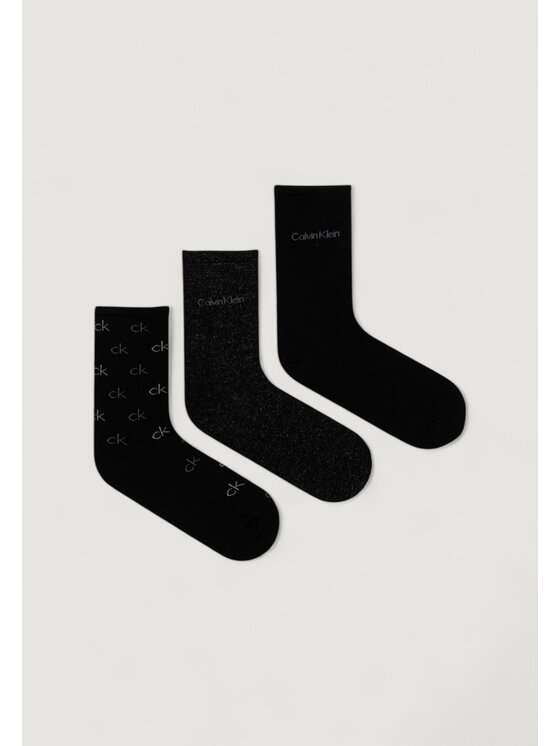 Calvin Klein Calvin Klein Calzini corti SOCK 3P LUREX LOGO GI Nero