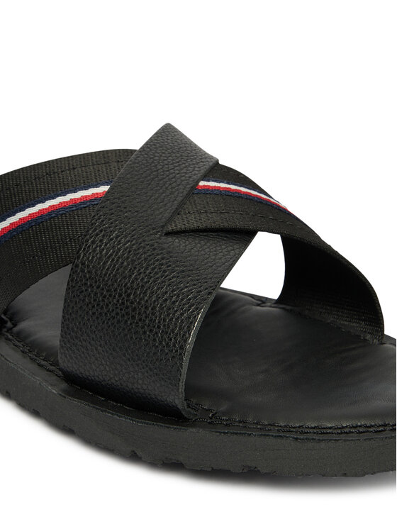 Tommy Hilfiger Tommy Hilfiger Klapki Core Hilfiger Lth Criss C Sandal FM0FM05783 Czarny