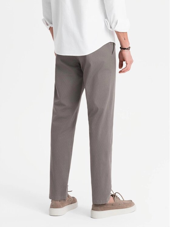 Ombre Ombre Spodnie materiałowe OM-PACP-0184 Szary Regular Fit
