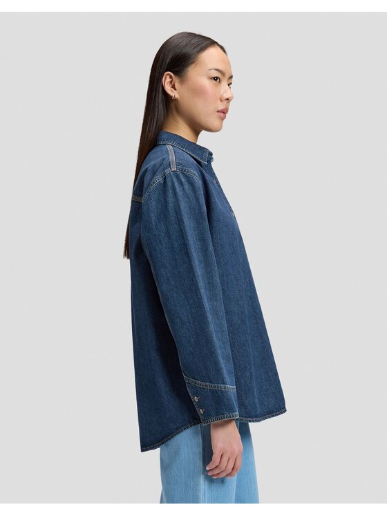 Lee Lee Koszula OVERSIZED CHORE SHIRT Niebieski Relaxed Fit