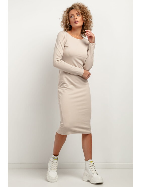 Tessita Tessita Sukienka codzienna T377 Beżowy Straight Fit