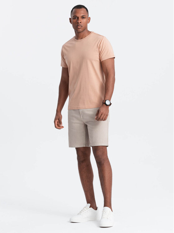 Ombre Ombre T-Shirt OM-TSBS-0146 Béžová Regular Fit