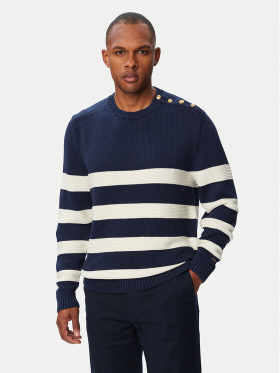 Tommy Hilfiger Pulover Breton MW0MW43502 Bleumarin Regular Fit