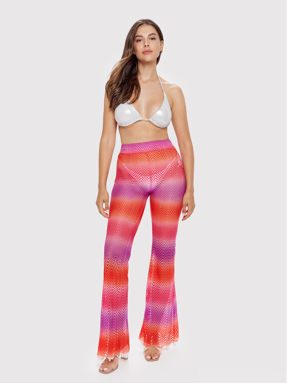 Dress Point Dress Point Spodnie materiałowe Crispy Stories Trousers Flamingo Różowy Flared Leg