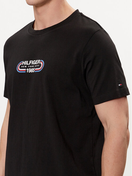 Tommy Hilfiger Tommy Hilfiger Tričko Track Graphic MW0MW34429 Čierna Regular Fit