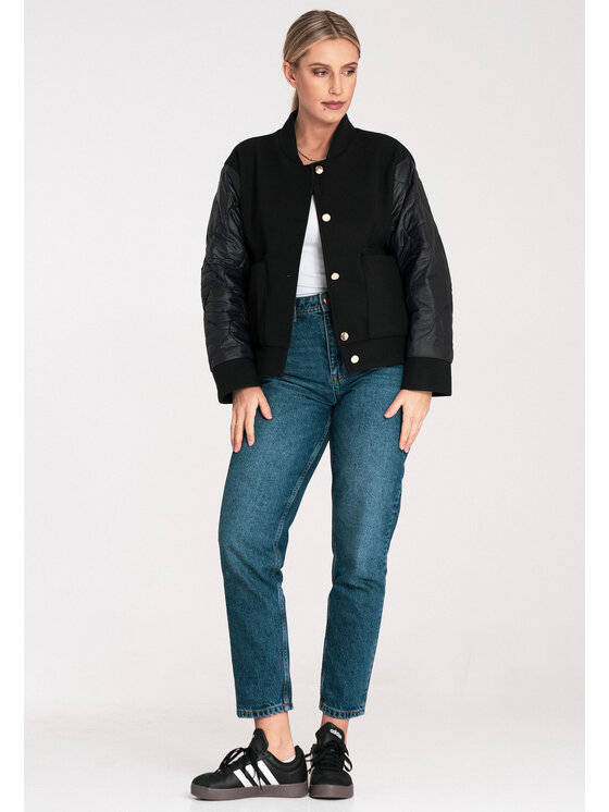 FIGL FIGL Kurtka bomber M1097 Czarny Regular Fit