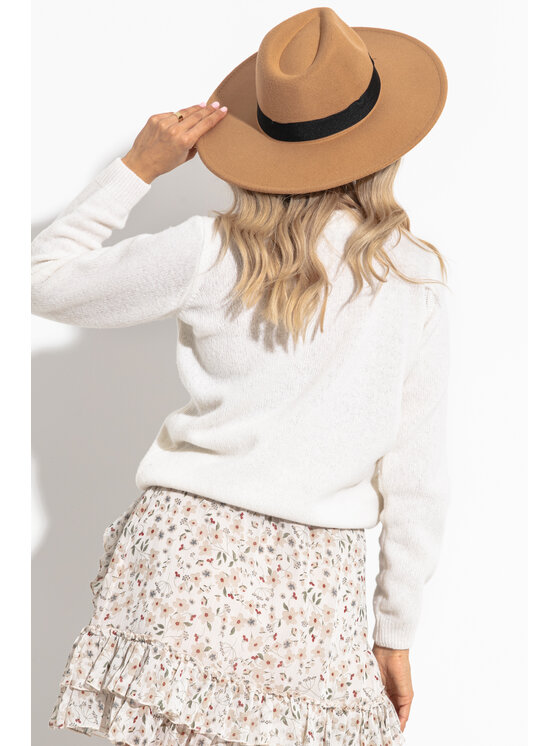 Fobya Fobya Sweter F1275 Écru Basic Fit