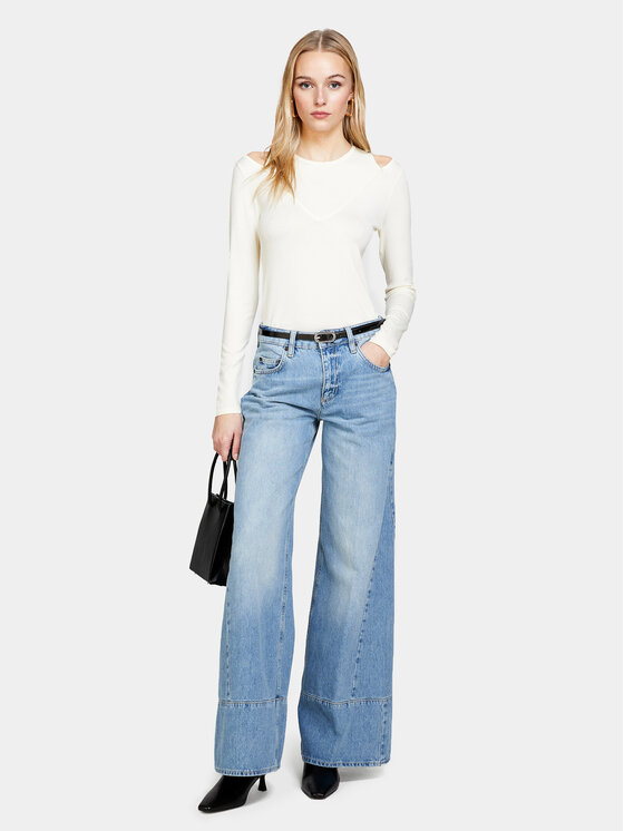 Sisley Sisley Sveter 1B7YM104G Écru Slim Fit