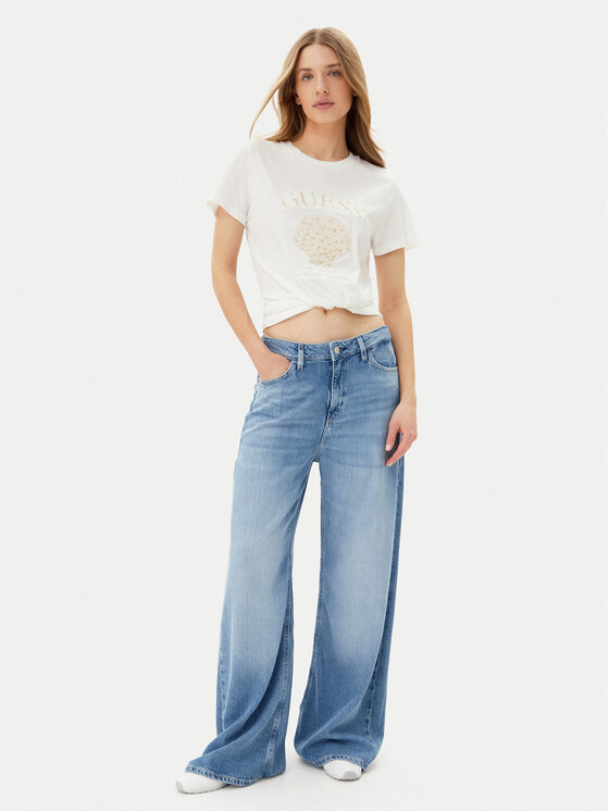 Guess Guess Tričko E5GI03 K8G01 Biela Regular Fit